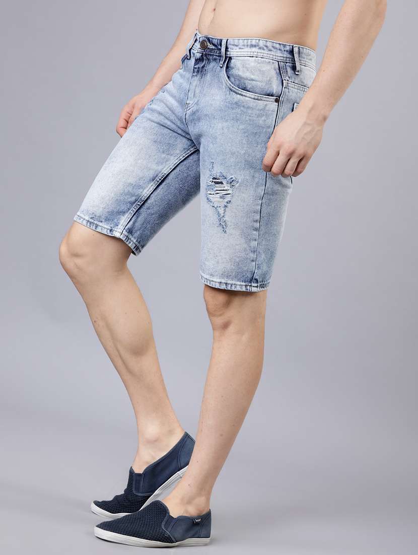 men distress mid rise slim fit denim shorts - 22462178 -  Standard Image - 2