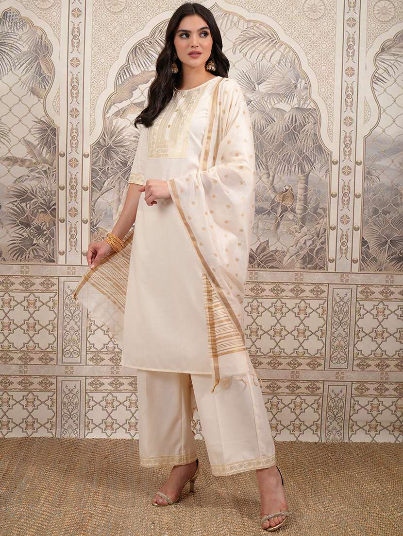 women printed cream kurta palazzo set set - 22462188 -  Standard Image - 2