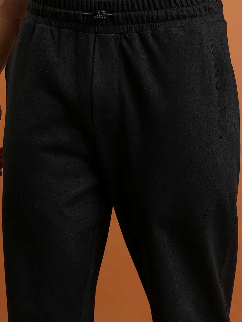 men black polyester  full length track pant - 22462210 -  Standard Image - 2