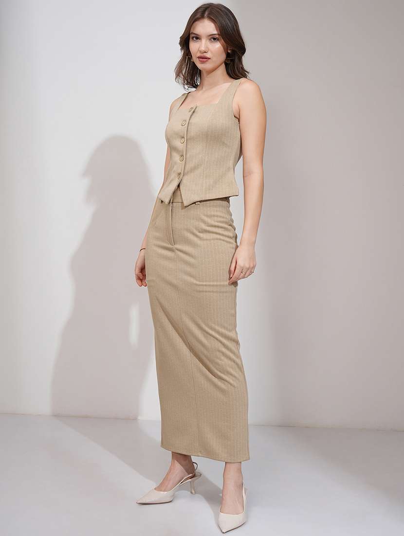 women striped top and skirt co-ord set - 22462220 -  Standard Image - 2