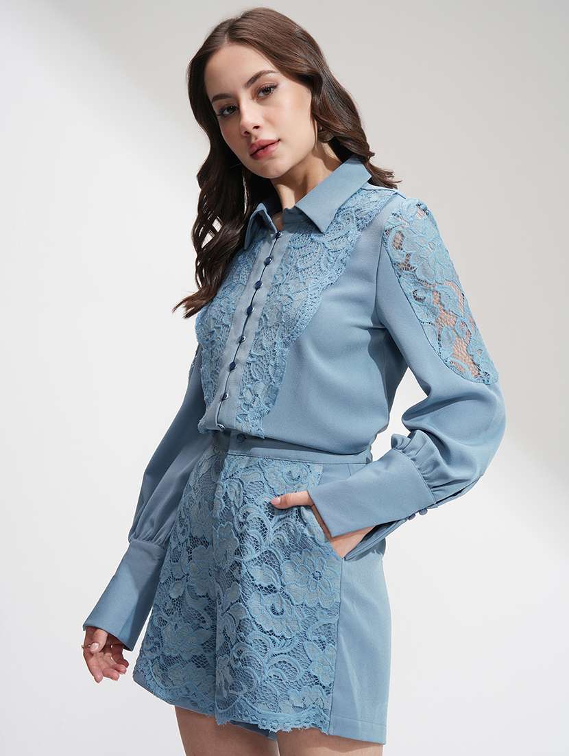 women self designed shirt and shorts co-ord set - 22462221 -  Standard Image - 2