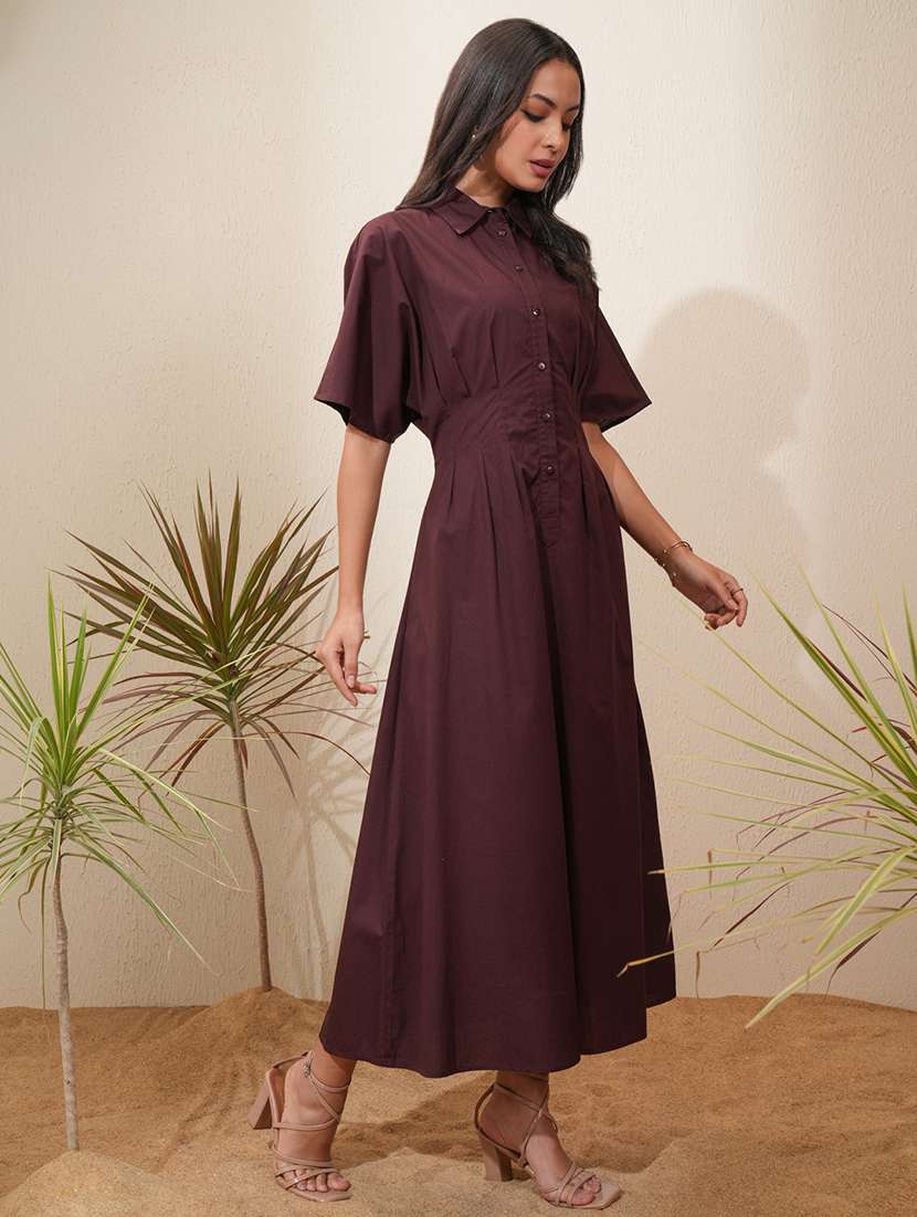 women brown cotton a-line dress - 22462244 -  Standard Image - 2