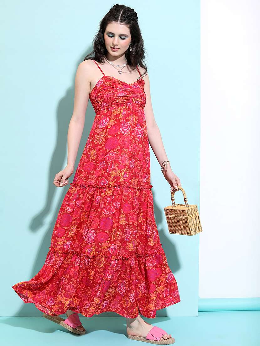 women red polyester a-line dress - 22462257 -  Standard Image - 2