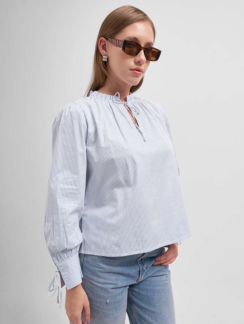 women solid  white cotton regular top - 22462273 -  Standard Image - 2