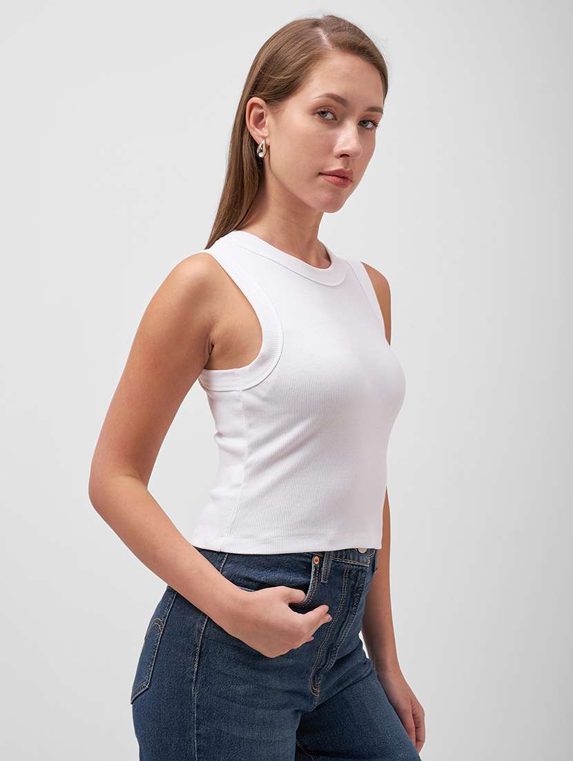 women solid sleeveless tank top - 22462276 -  Standard Image - 2