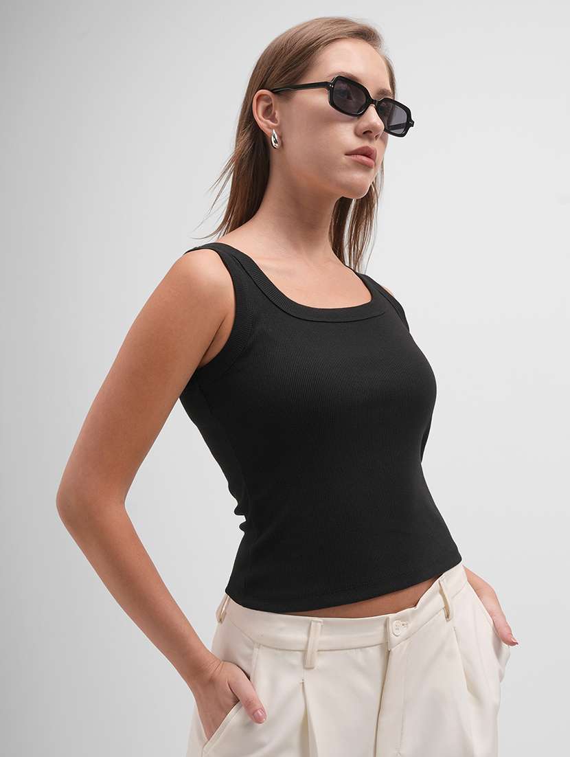 women solid sleeveless tank top - 22462285 -  Standard Image - 2