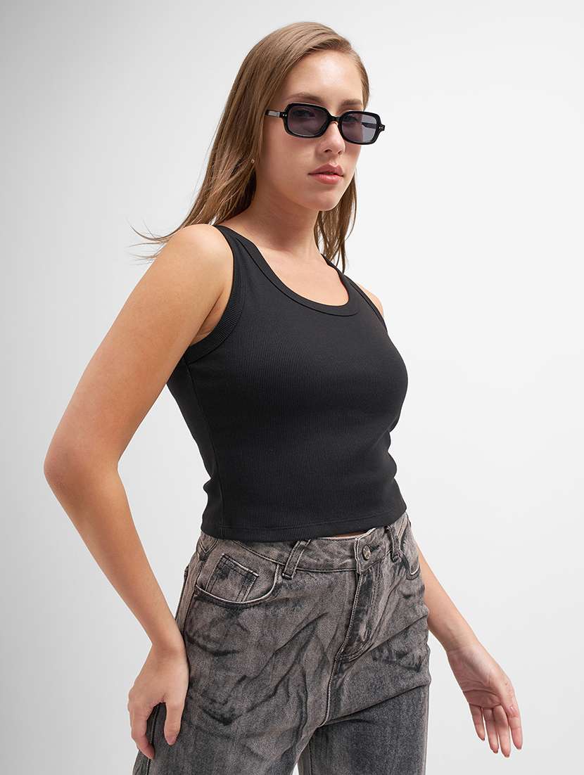 women solid sleeveless tank top - 22462296 -  Standard Image - 2