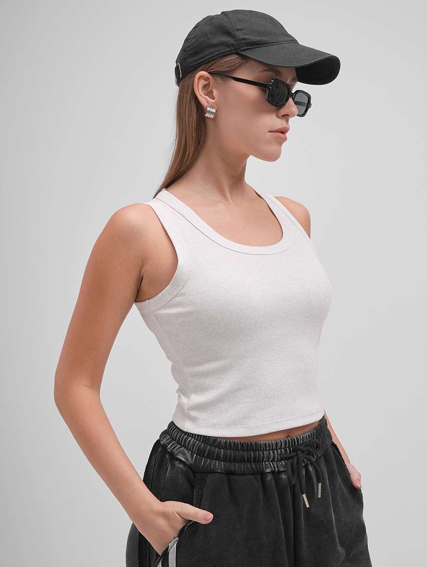 women solid sleeveless tank top - 22462297 -  Standard Image - 2