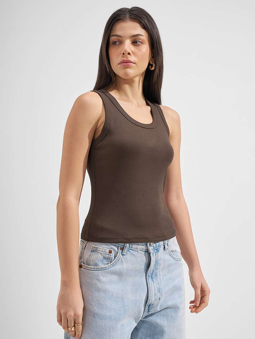 women solid sleeveless tank top - 22462334 -  Standard Image - 2