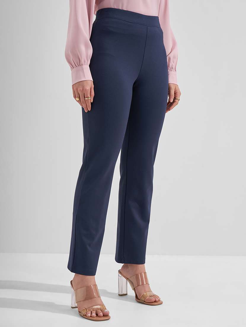 women solid mid rise bootcut trouser - 22462353 -  Standard Image - 2