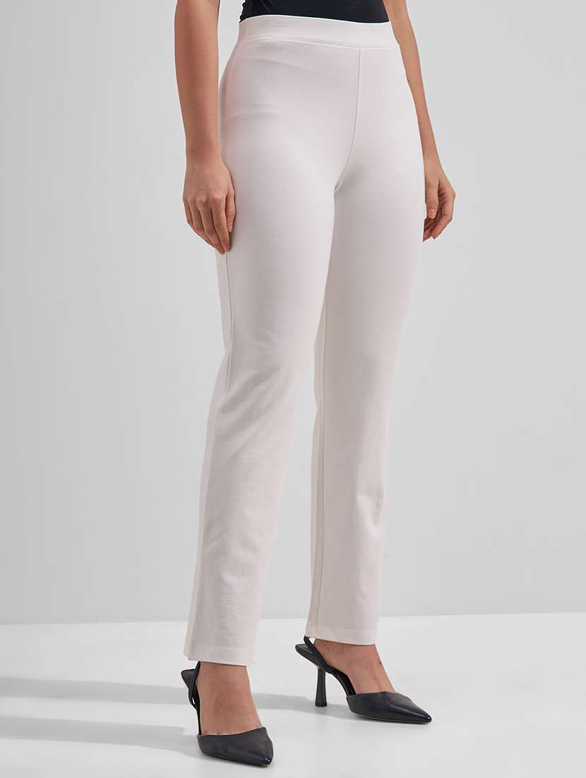 women white rayon bootcut trouser - 22462369 -  Standard Image - 2