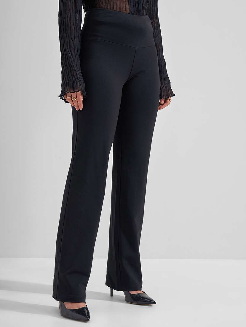 women black cotton straight trouser - 22462374 -  Standard Image - 2
