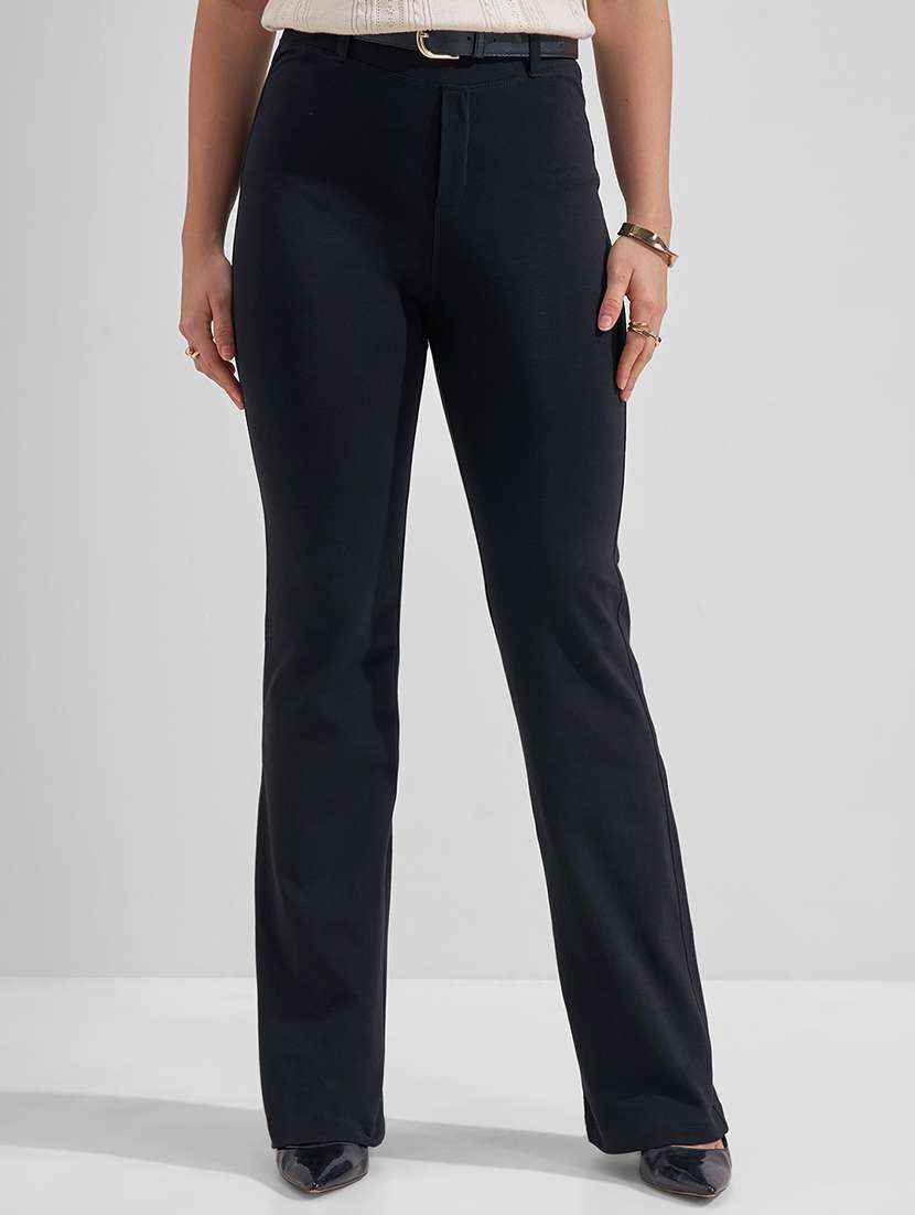 women black cotton bootcut trouser