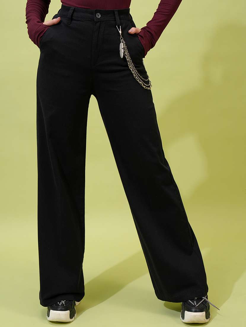 women black cotton straight trouser