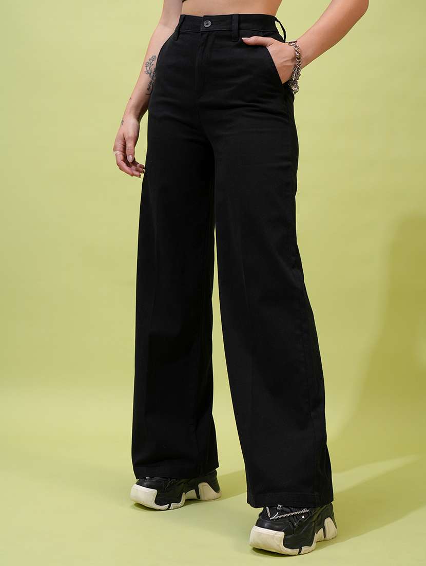 women black cotton straight trouser - 22462387 -  Standard Image - 2
