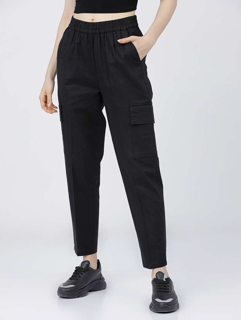 women black cotton cargos trouser