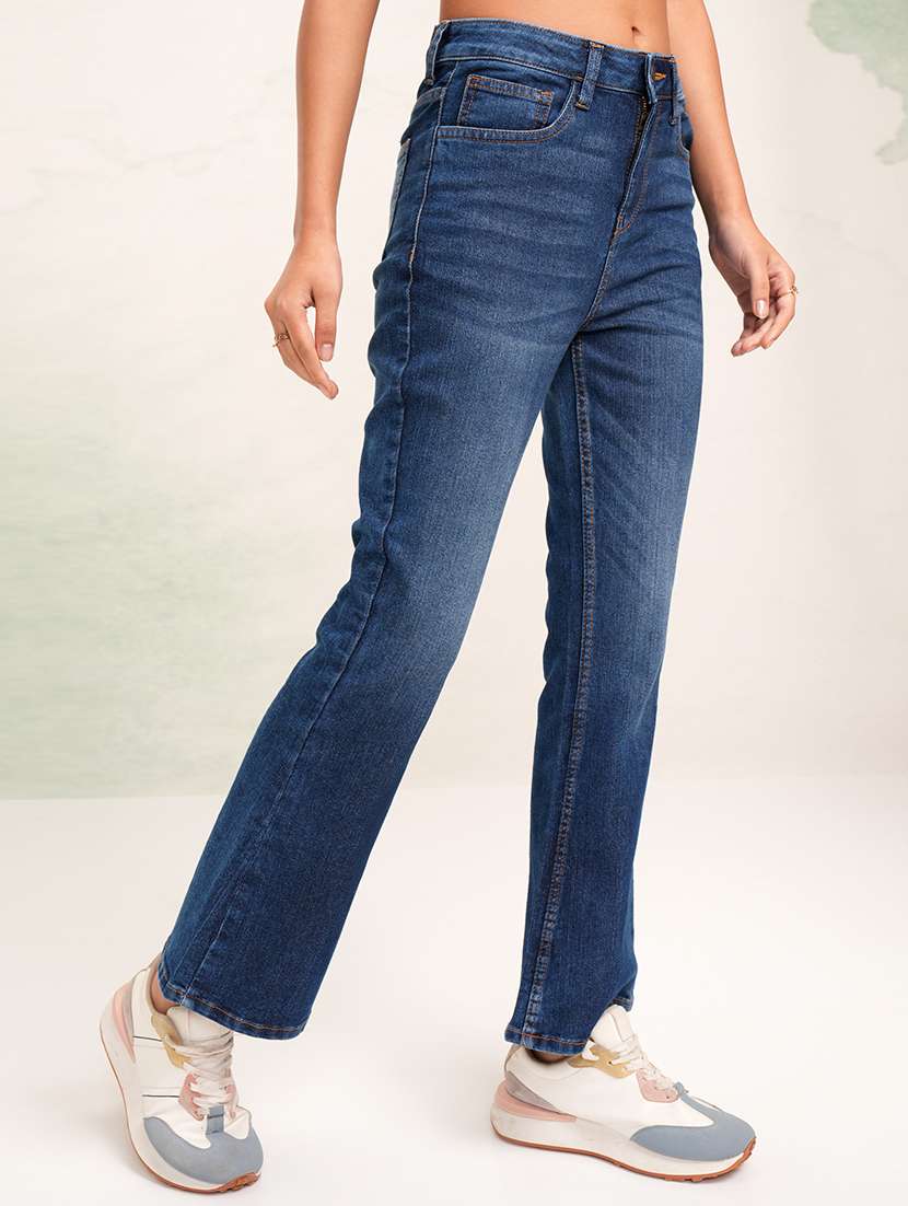 Women Solid Mid Rise Bootcut Trouser - 22462425 -  Standard Image - 2