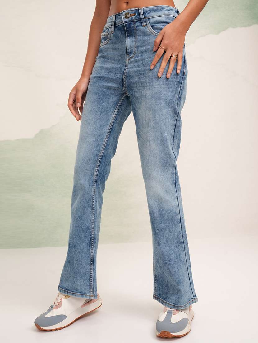 women solid mid rise bootcut trouser - 22462426 -  Standard Image - 2
