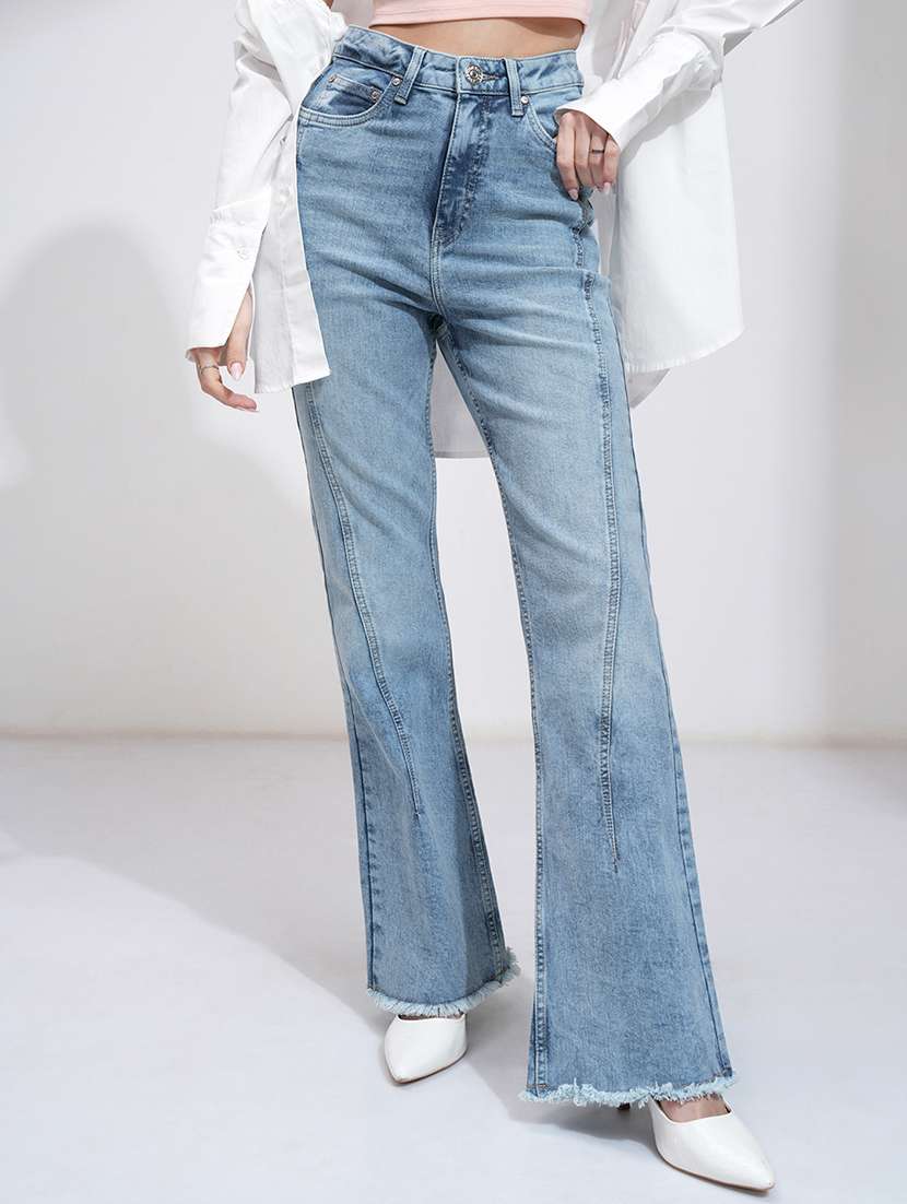 women blue cotton jeans