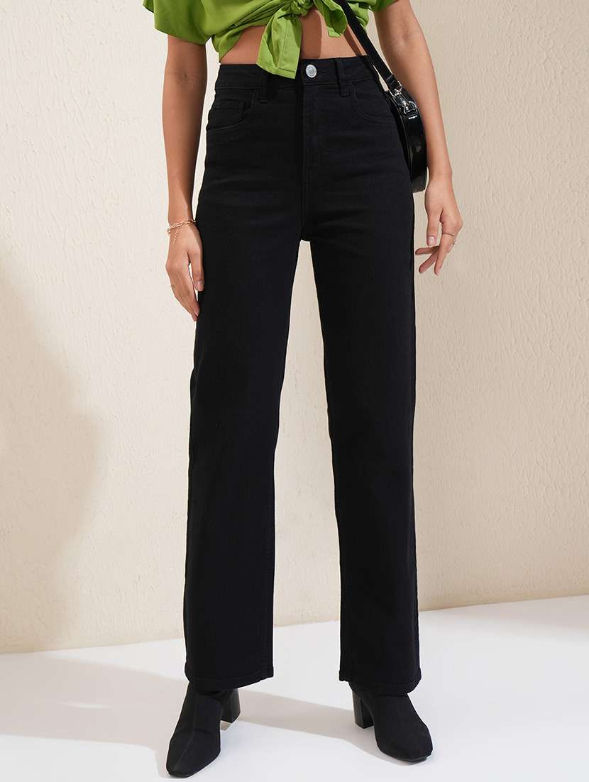 women black cotton jean