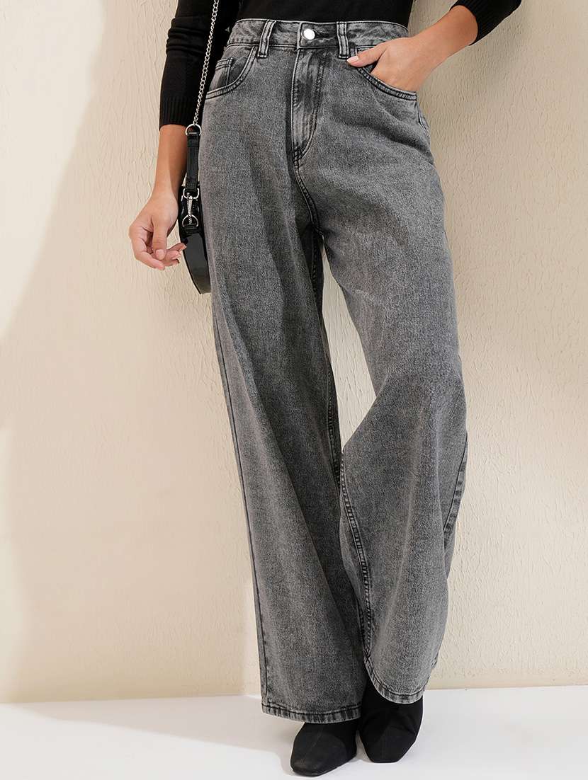 women grey cotton jean