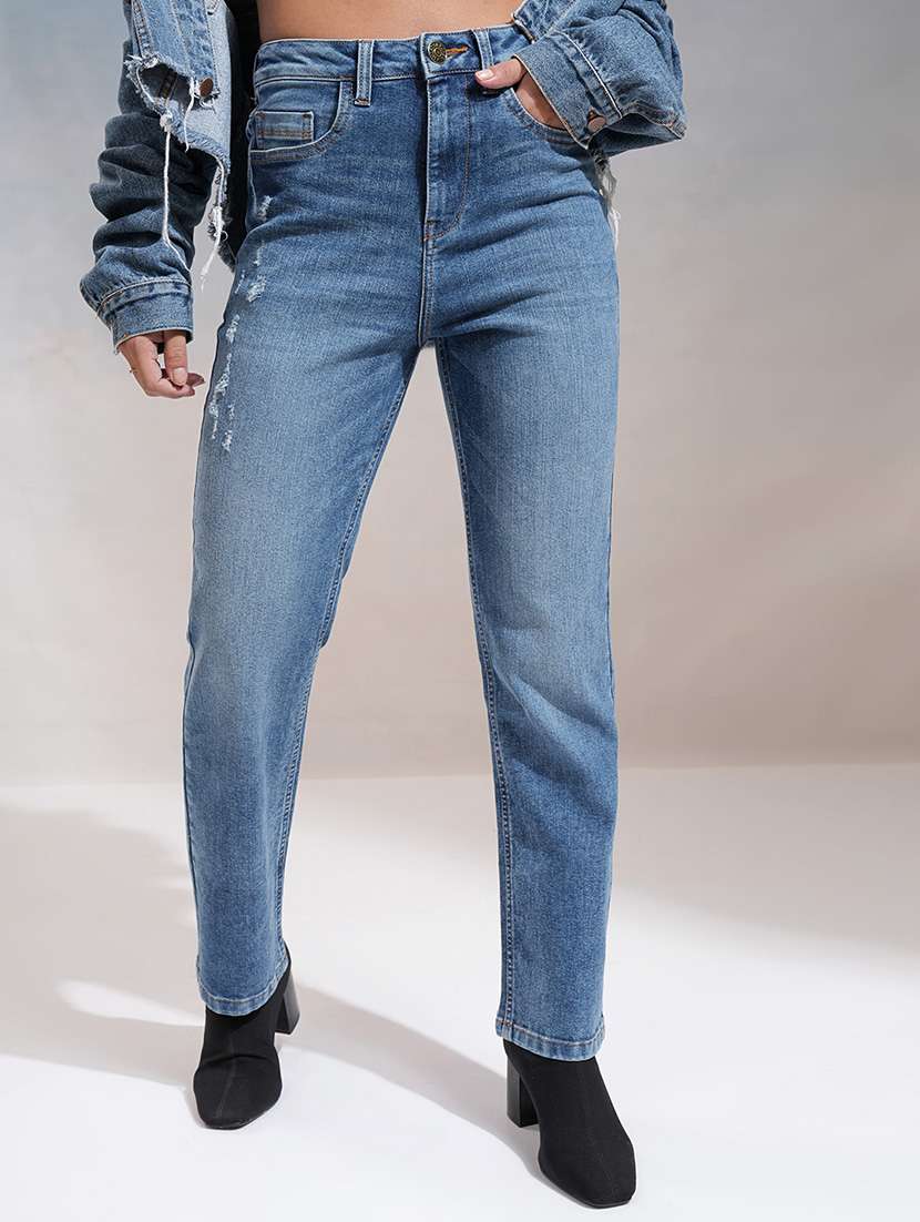 women blue cotton jean