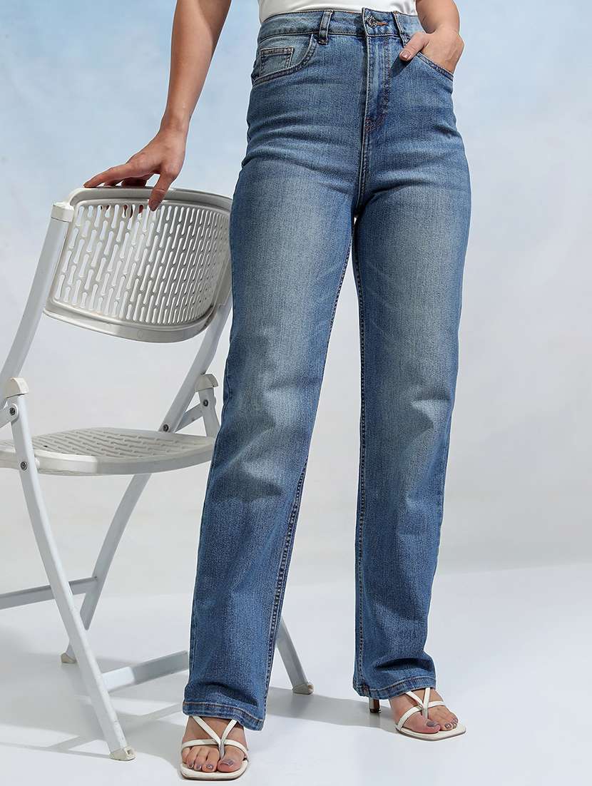 women blue cotton jean