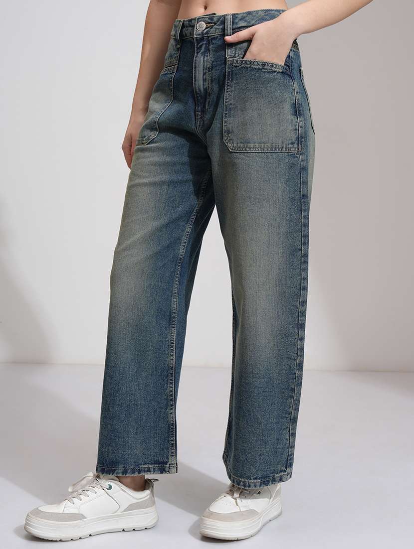 women blue cotton jean - 22462481 -  Standard Image - 2
