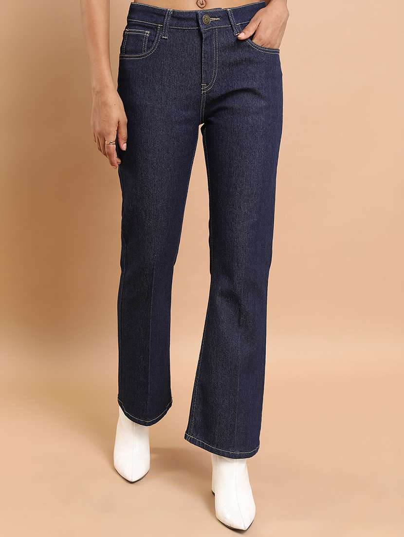 women blue cotton jeans