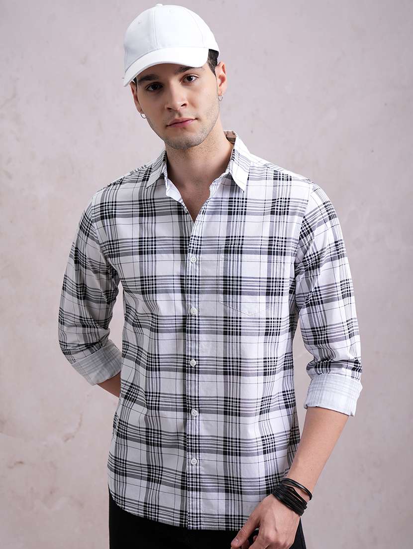 men checkered long sleeve regular fit casual shirt