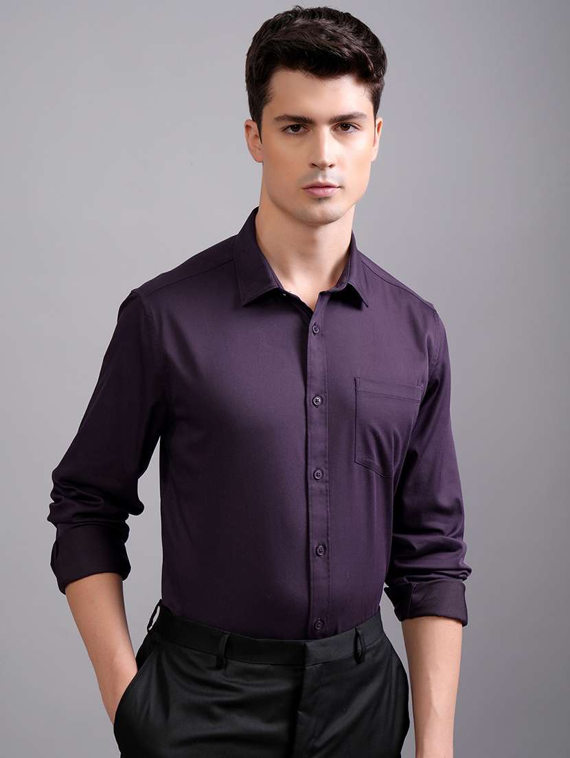 men solid long sleeve regular fit casual shirt
