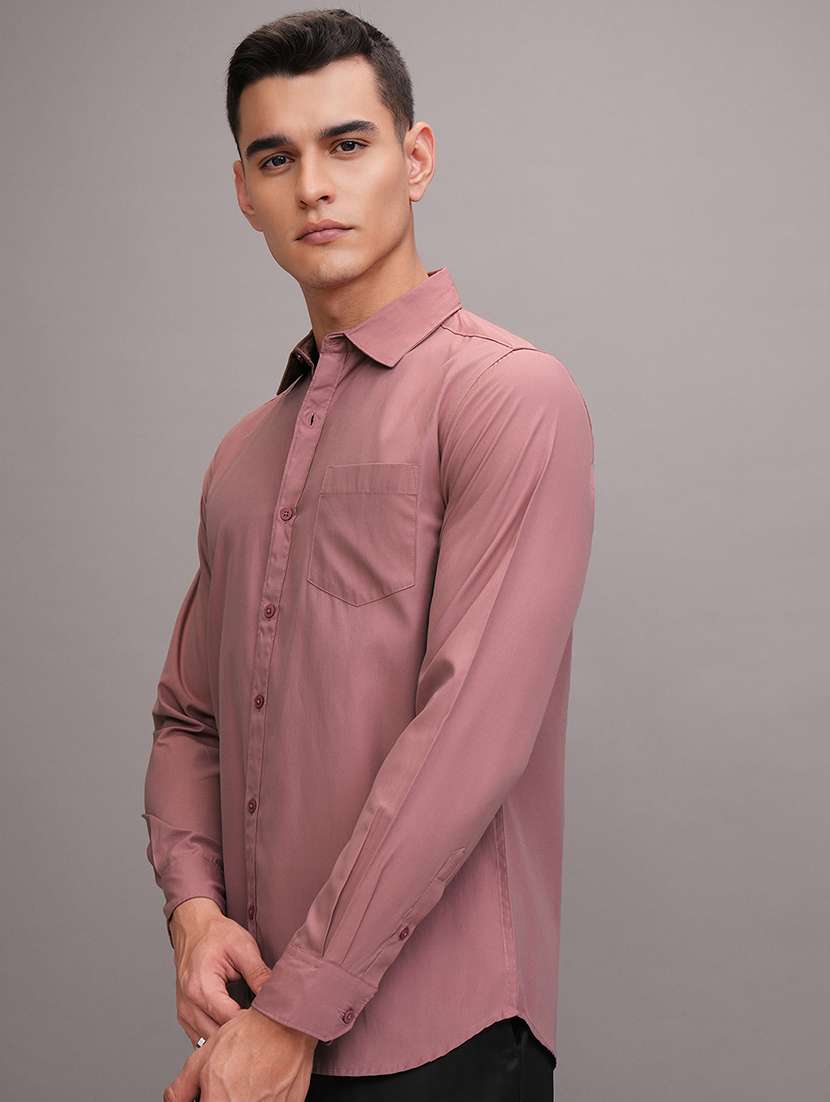men solid long sleeve regular fit casual shirt