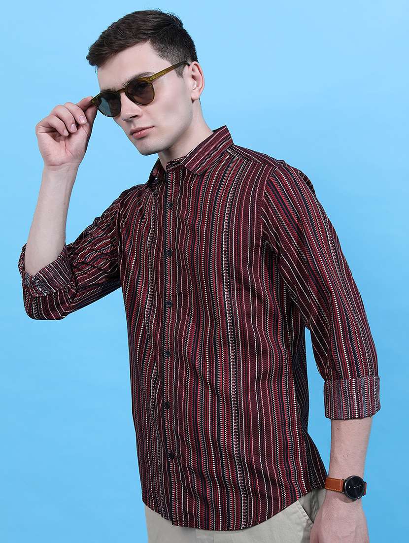 men striped long sleeve regular fit casual shirt - 22462598 -  Standard Image - 2