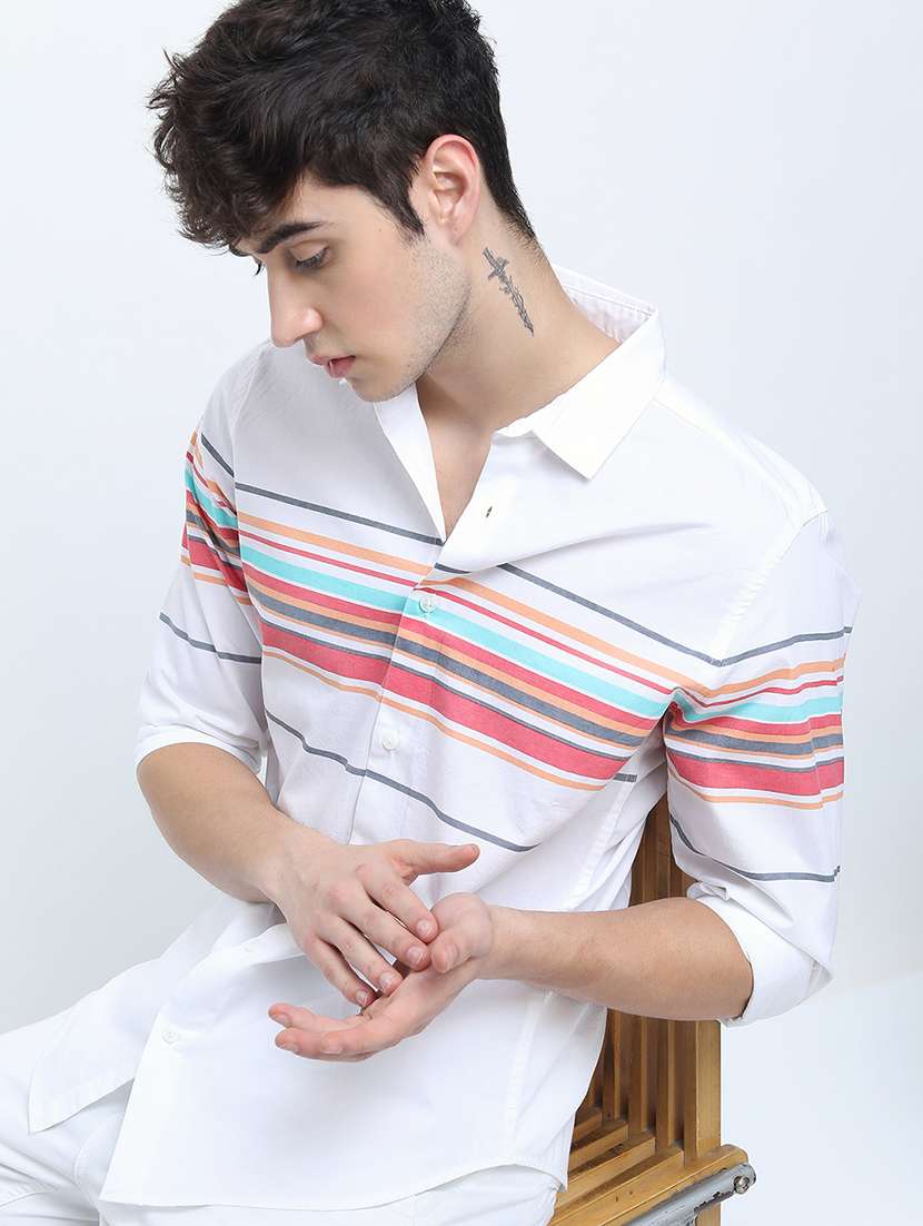 men striped long sleeve regular fit casual shirt - 22462619 -  Standard Image - 2