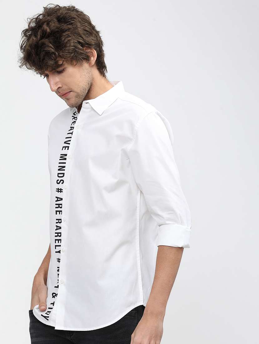 men typographic long sleeve regular fit casual shirt - 22462633 -  Standard Image - 2