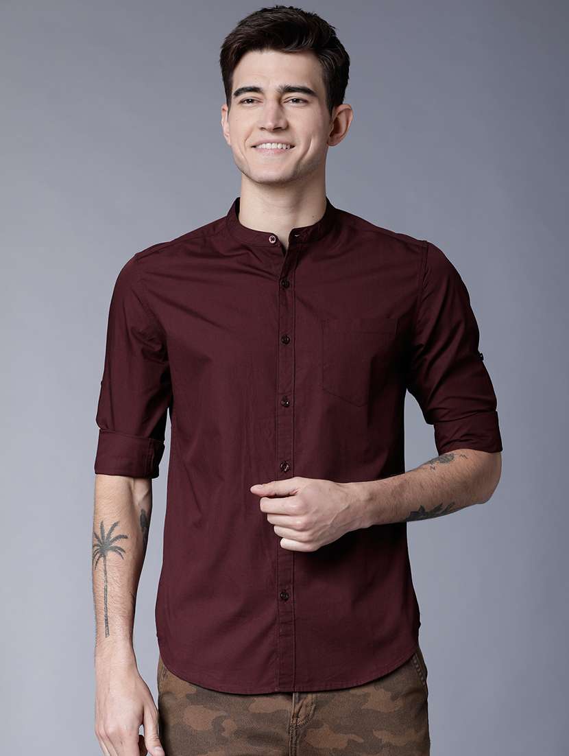 men solid long sleeve regular fit casual shirt