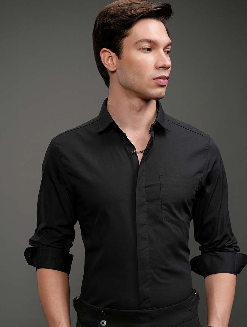men solid long sleeve regular fit casual shirt