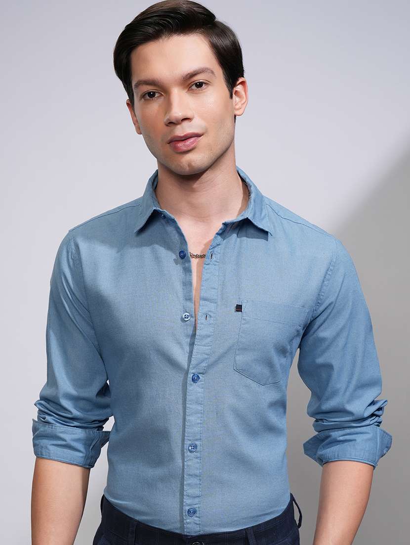 men solid long sleeve regular fit casual shirt