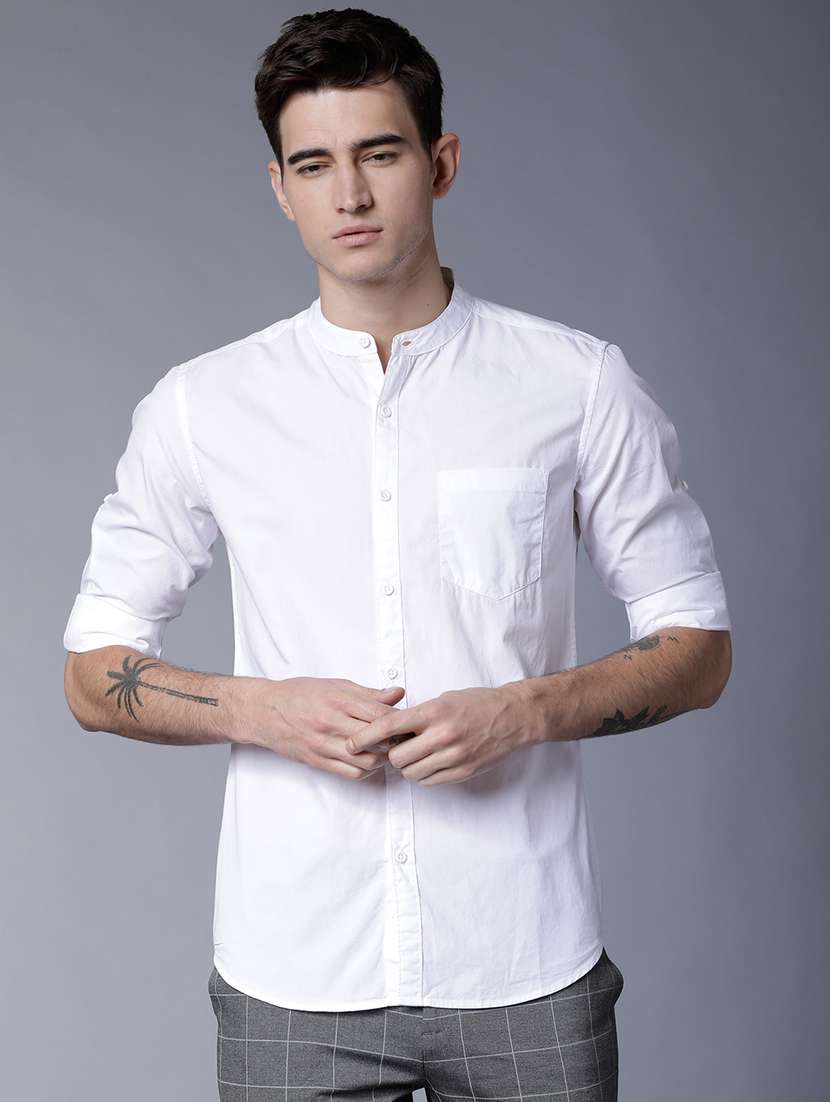 men solid long sleeve regular fit casual shirt