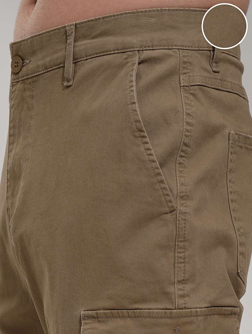 men brown cotton pleated casual trouser - 22462688 -  Standard Image - 2