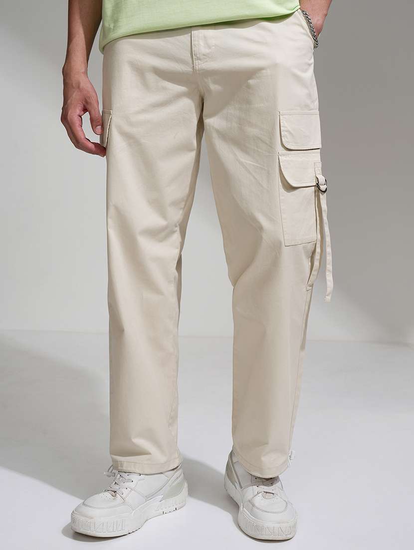 men cotton pleated casual trouser