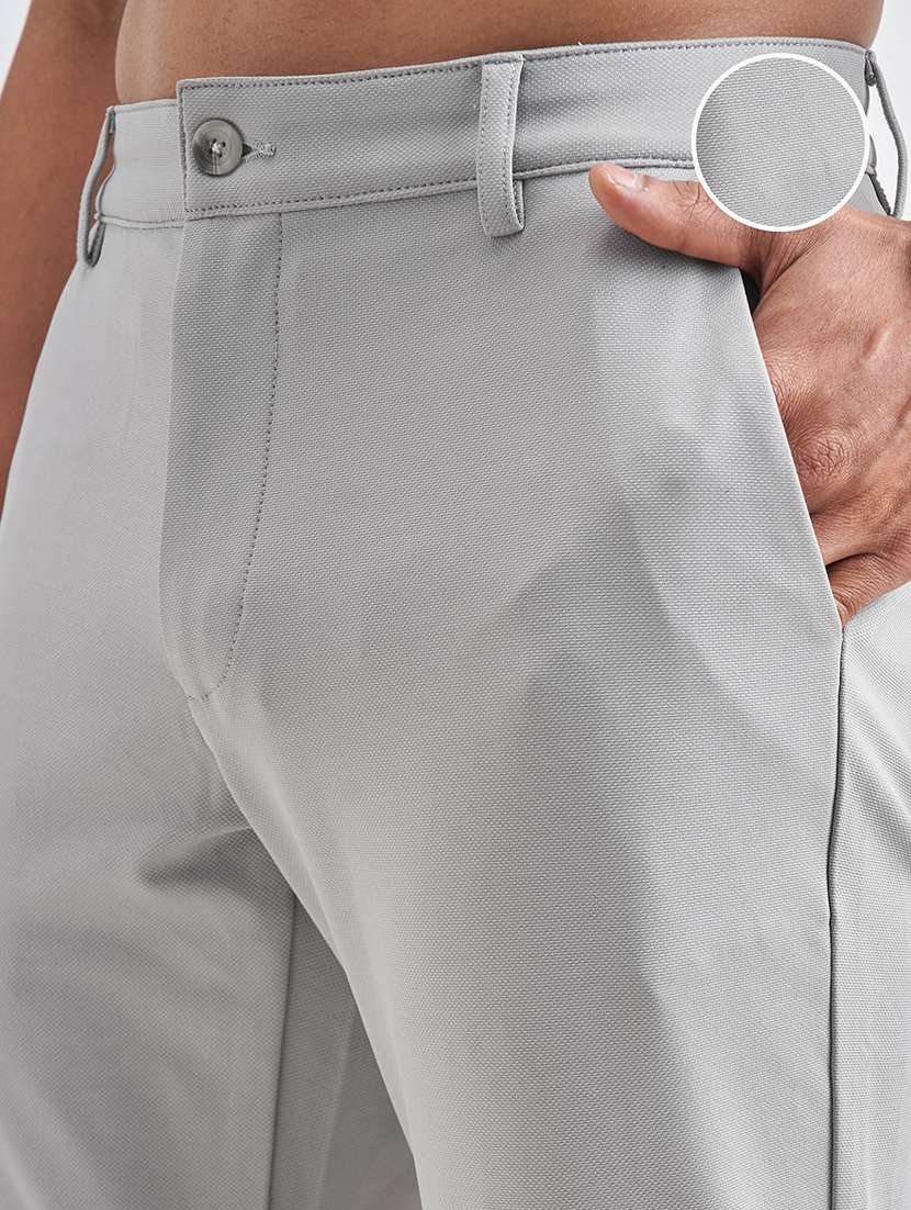 men grey polyester pleated casual trouser - 22462710 -  Standard Image - 2