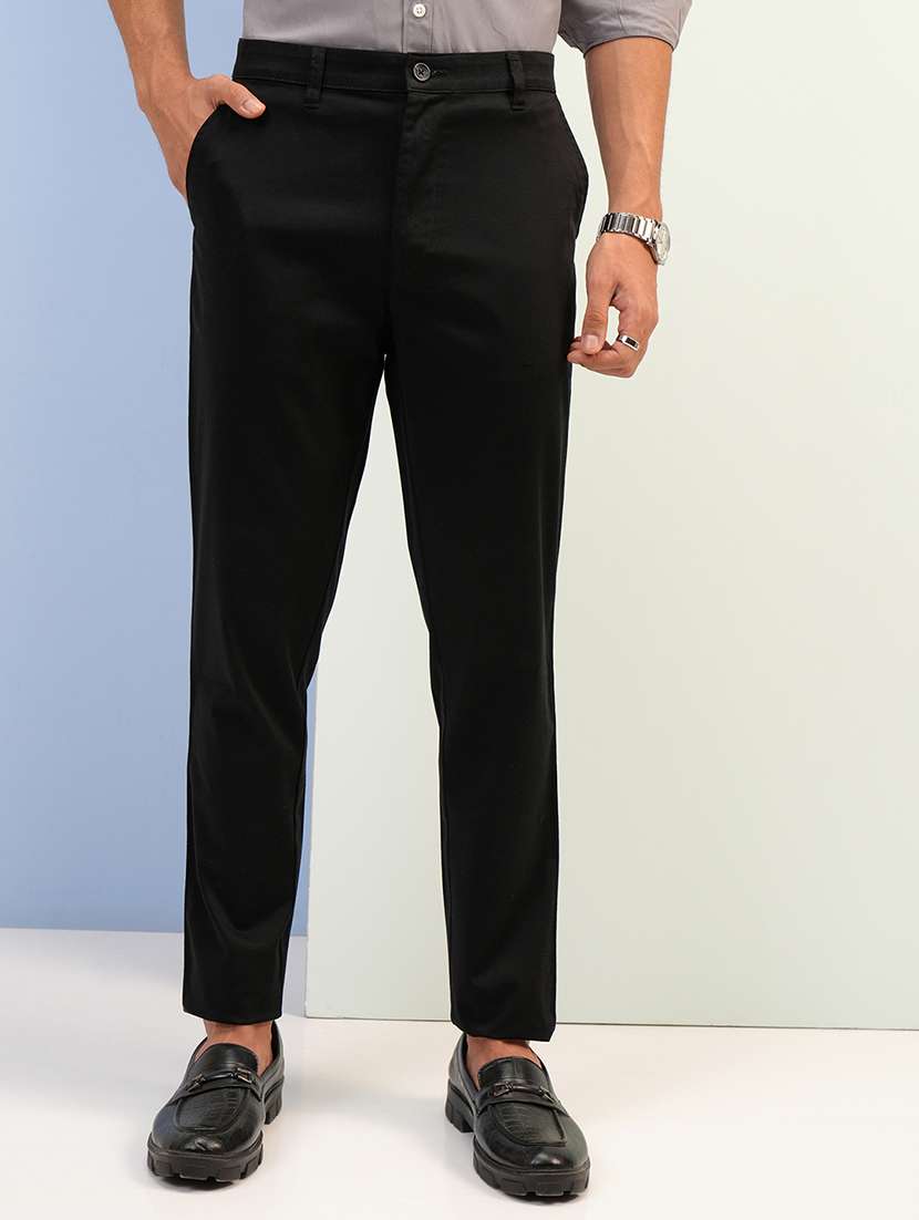 men cotton pleated casual trouser