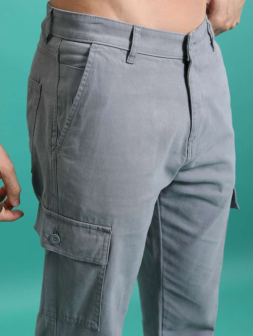 men grey cotton pleated casual trouser - 22462810 -  Standard Image - 2