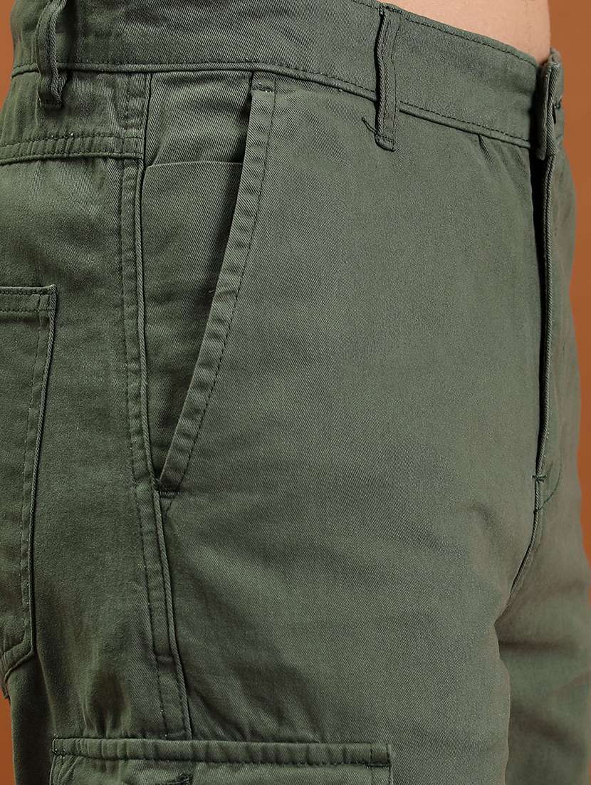 men olive cotton pleated casual trouser - 22462815 -  Standard Image - 2