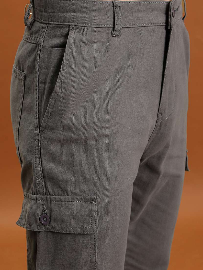 Men Grey Cotton Pleated Casual Trouser - 22462819 -  Standard Image - 2