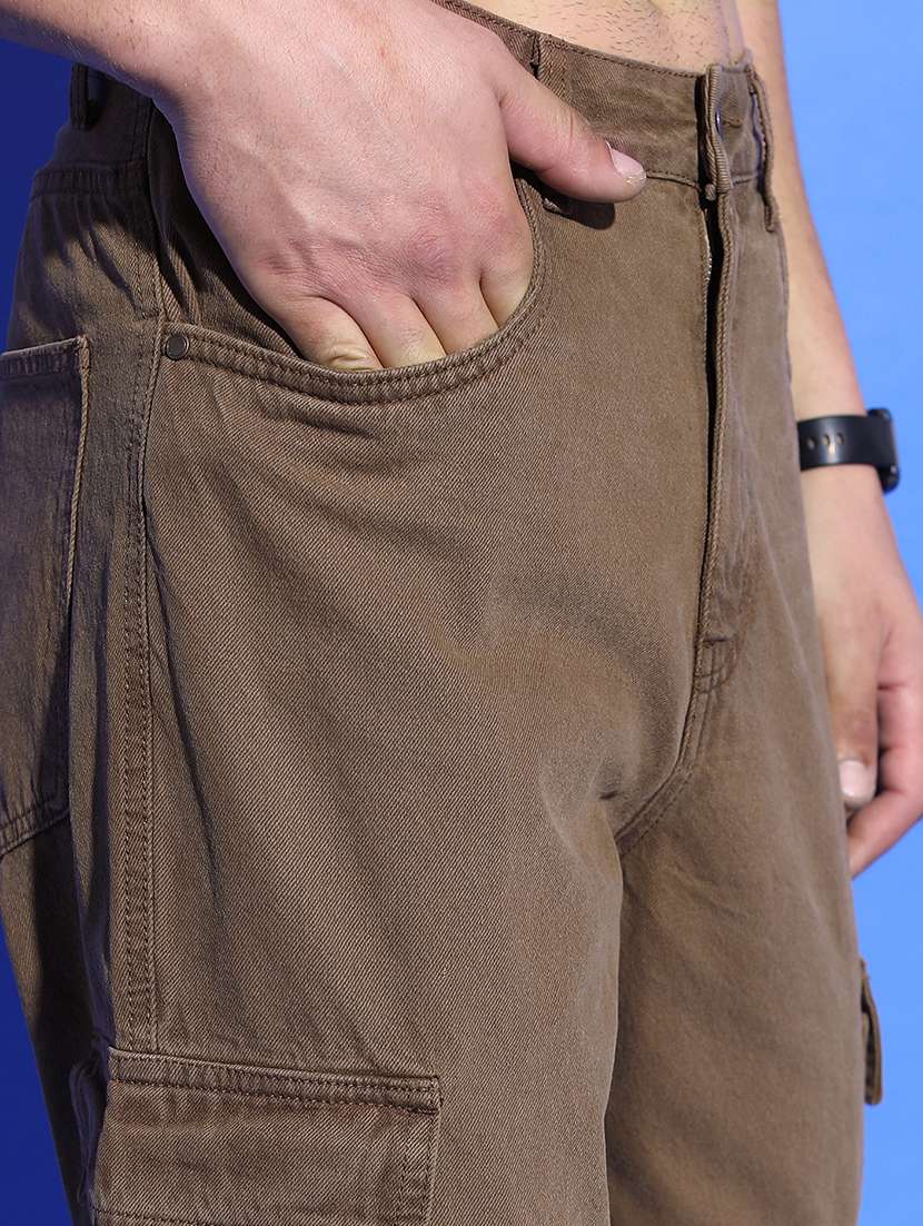 men solid  brown cotton jean - 22462893 -  Standard Image - 2