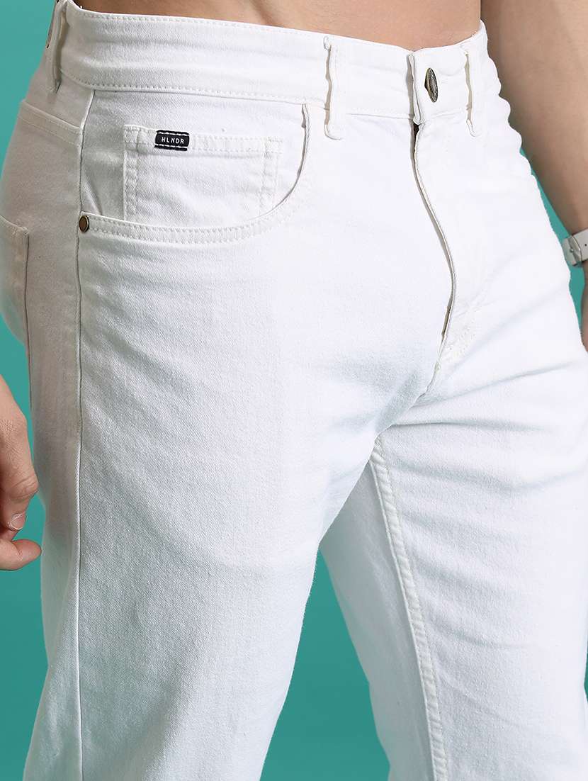 men solid  white cotton jean - 22462933 -  Standard Image - 2