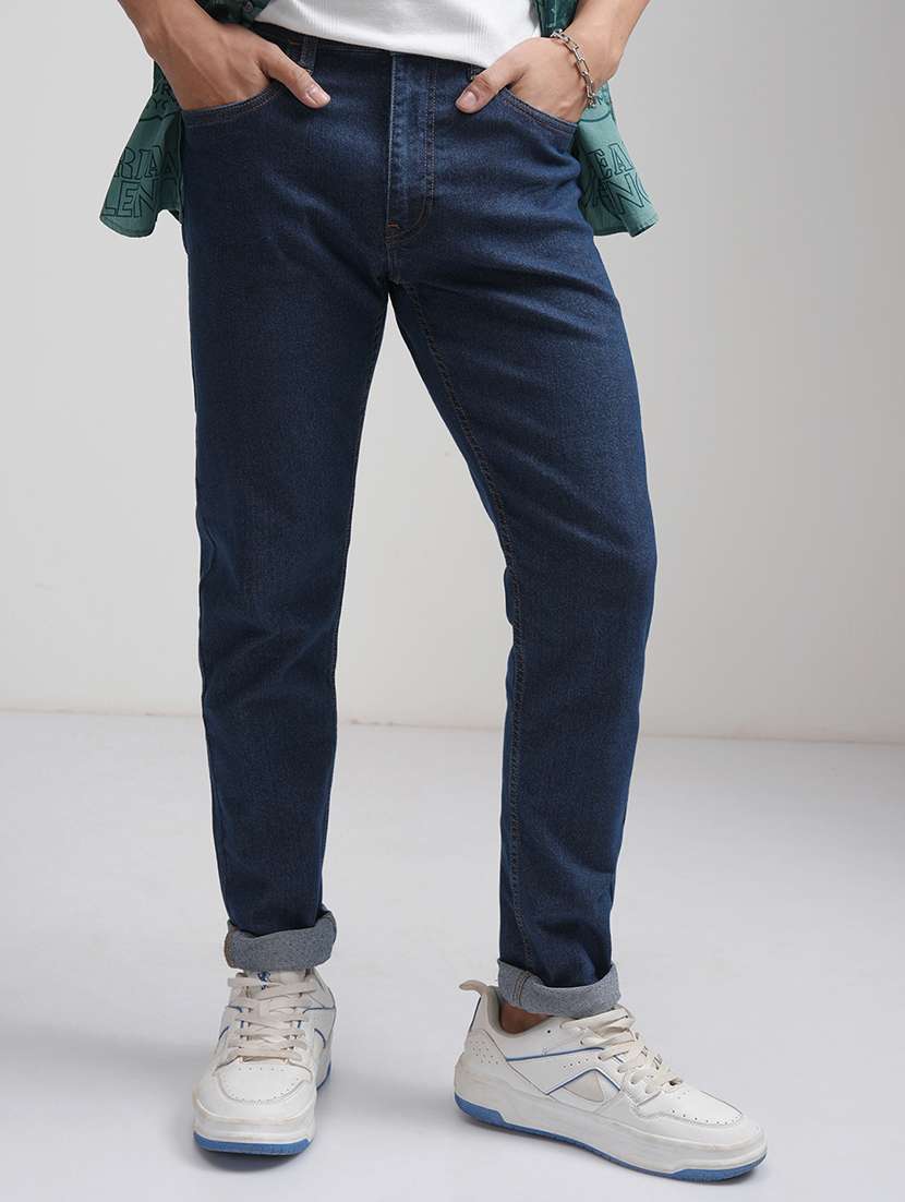 men blue cotton jean