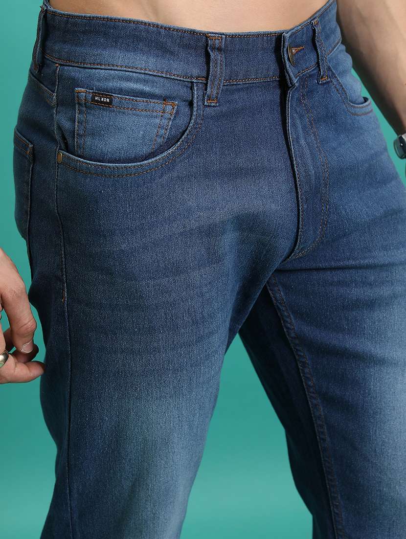 men solid  blue cotton jean - 22462949 -  Standard Image - 2